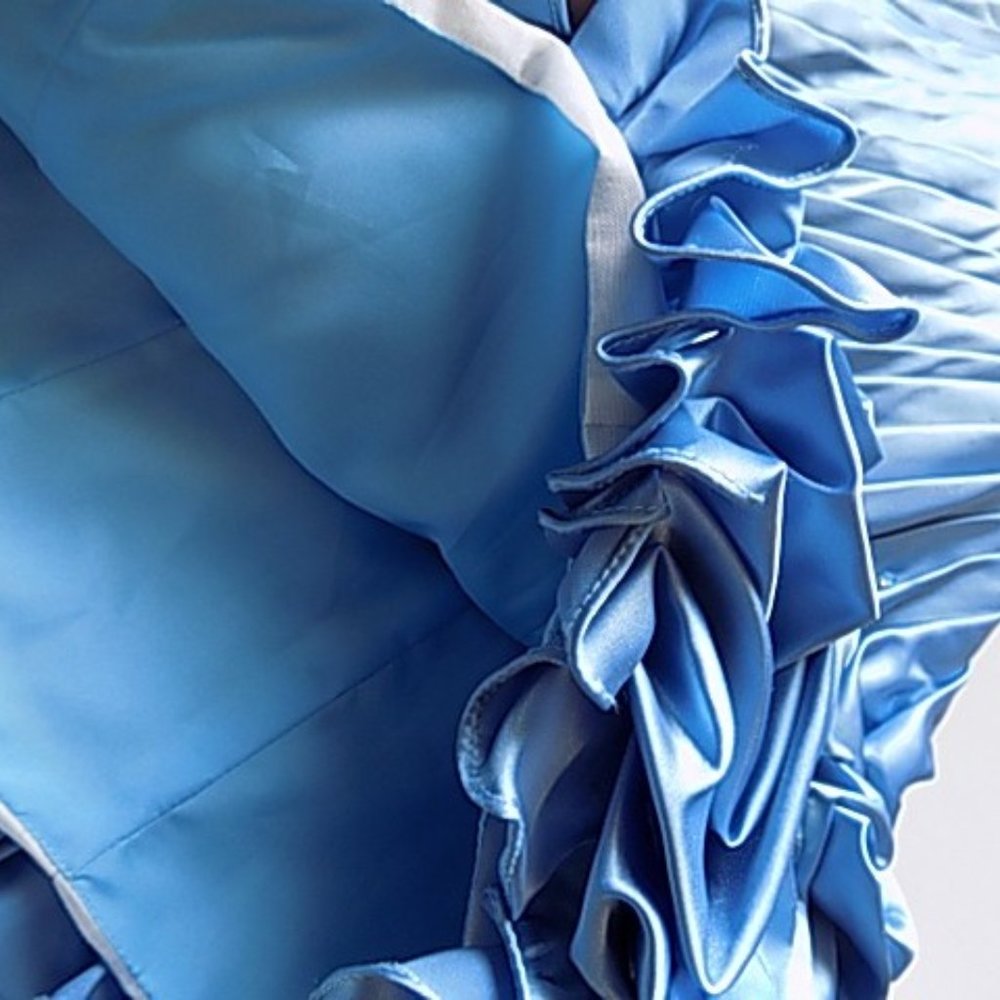 Tony Bowls Blue Satin and Sequin Cocktail Dress - Picture 7 of 9